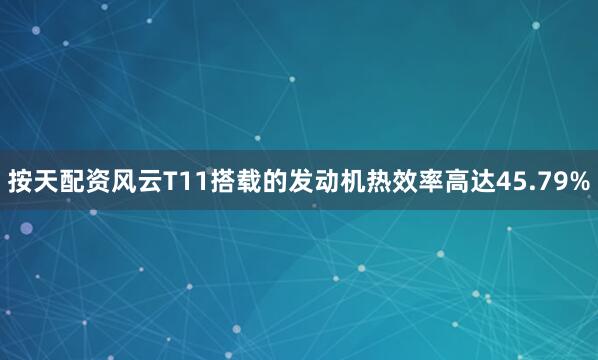 按天配资风云T11搭载的发动机热效率高达45.79%